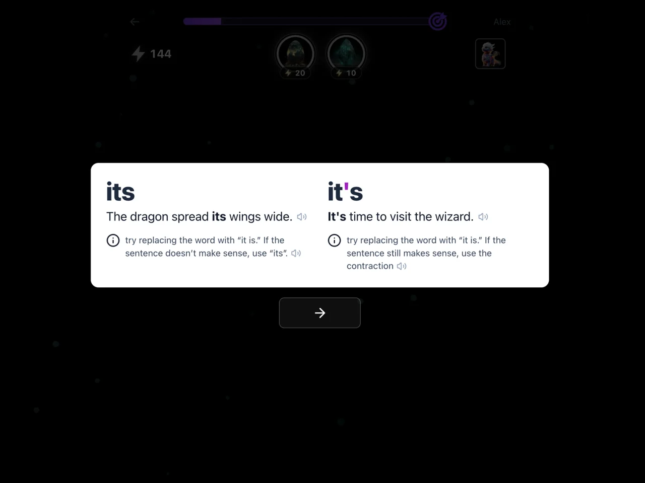 Wyla app: ‘its’ versus ‘it’s’ explained side by side